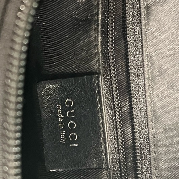 Black Gucci canvas bamboo top handle with removable leather strap. - Picture 4 of 14